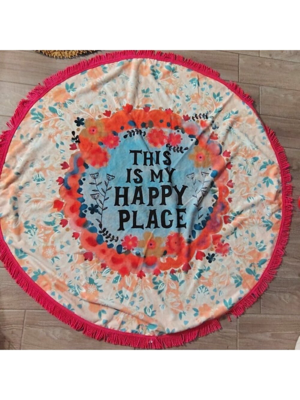 Natural Life This is My Happy Place Beach Blanket Throw Rug 100% Cotton, Flower